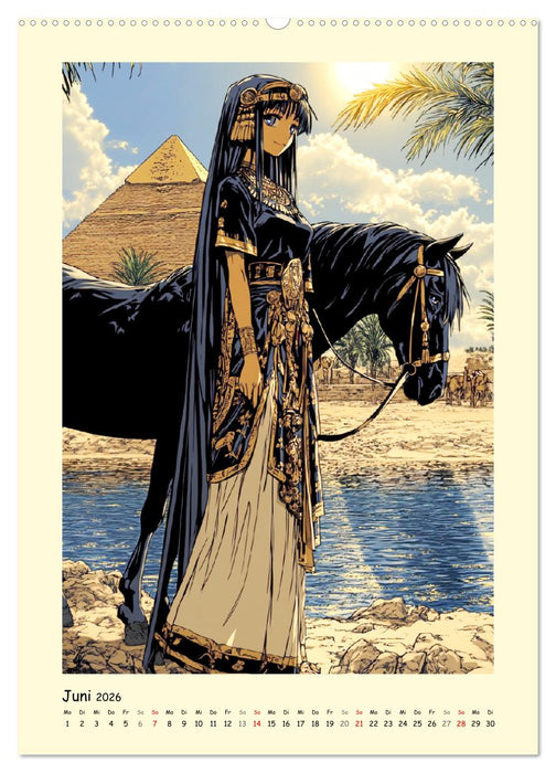 Im alten Ägypten. Manga-Mädchen im Pharaonenland (CALVENDO Wandkalender 2026)