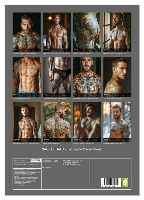 NACKTE HAUT - Tätowierte Männlichkeit (CALVENDO Premium Wandkalender 2026)