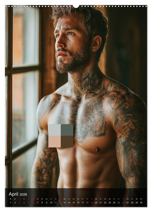 NACKTE HAUT - Tätowierte Männlichkeit (CALVENDO Premium Wandkalender 2026)