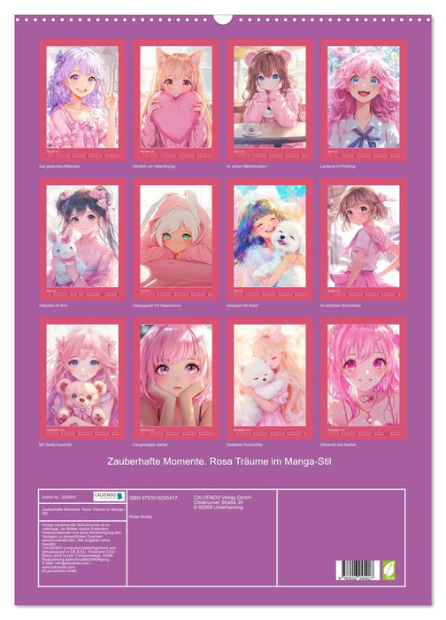 Zauberhafte Momente. Rosa Träume im Manga-Stil (CALVENDO Wandkalender 2026)