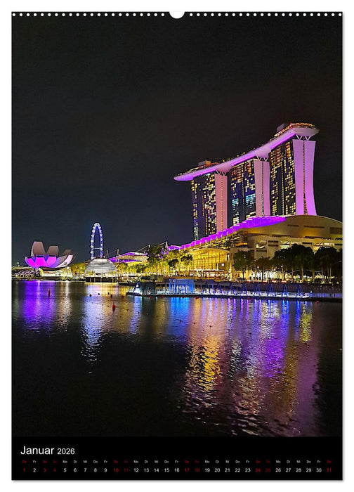Singapur - Faszinierende Lichterwelt Marina Bay (CALVENDO Premium Wandkalender 2026)