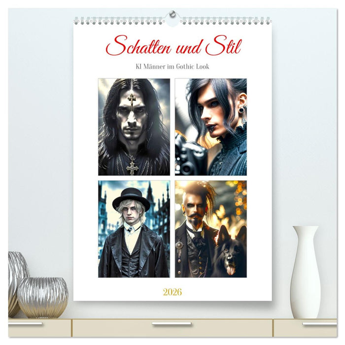 Schatten und Stil - KI Männer im Gothic Stil (CALVENDO Premium Wandkalender 2026)