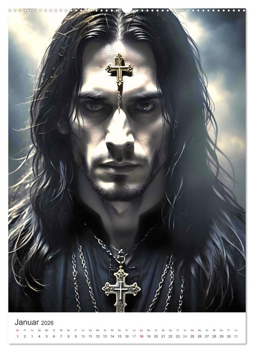 Schatten und Stil - KI Männer im Gothic Stil (CALVENDO Premium Wandkalender 2026)