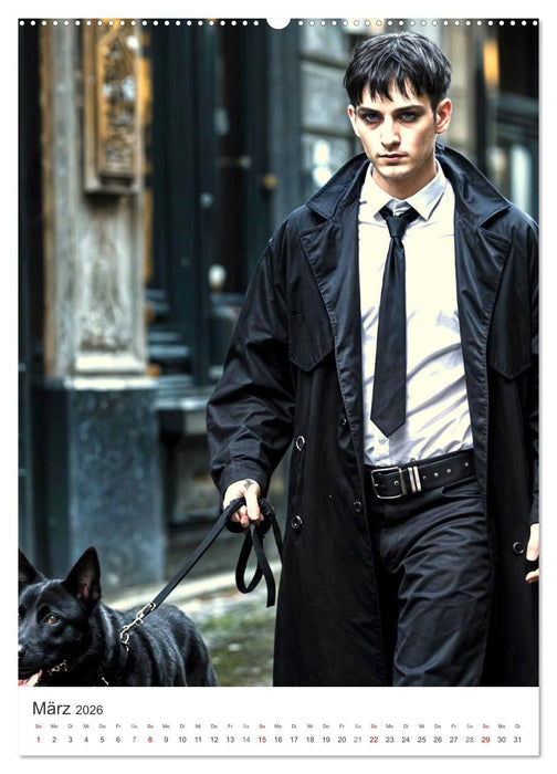 Schatten und Stil - KI Männer im Gothic Stil (CALVENDO Premium Wandkalender 2026)