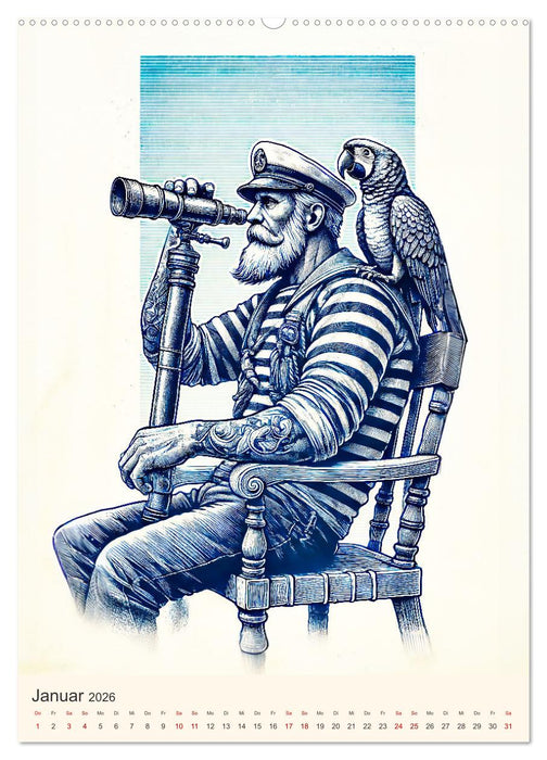 Seemannsleben - Vintage Matrosen und Seefahrer-Romantik (CALVENDO Premium Wandkalender 2026)