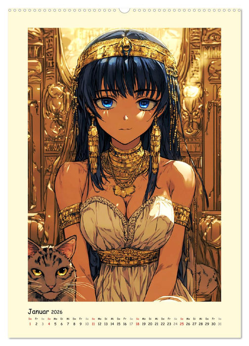 Im alten Ägypten. Manga-Mädchen im Pharaonenland (CALVENDO Premium Wandkalender 2026)