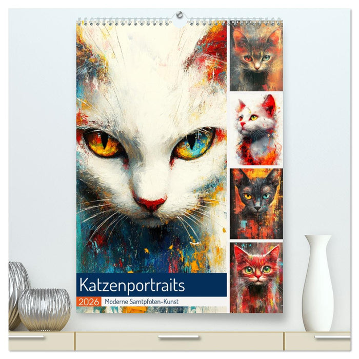 Katzenportraits. Moderne Samtpfoten-Kunst (CALVENDO Premium Wandkalender 2026)