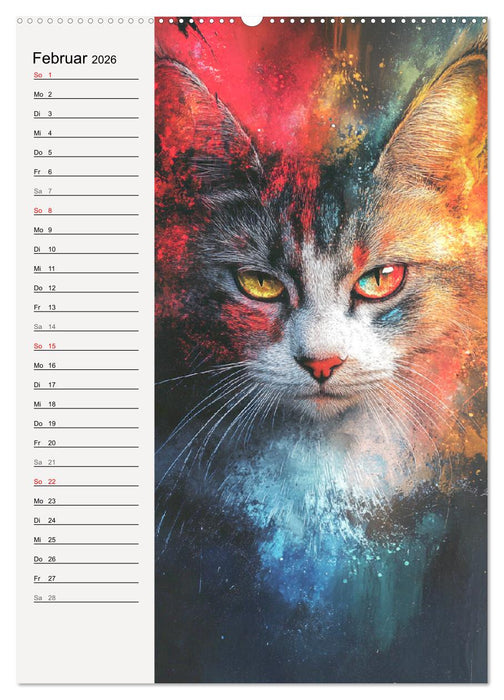Katzenportraits. Moderne Samtpfoten-Kunst (CALVENDO Premium Wandkalender 2026)
