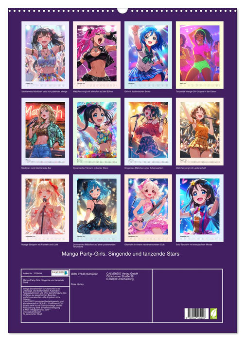 Manga Party-Girls. Singende und tanzende Stars (CALVENDO Wandkalender 2026)