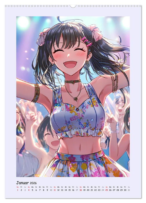 Manga Party-Girls. Singende und tanzende Stars (CALVENDO Wandkalender 2026)
