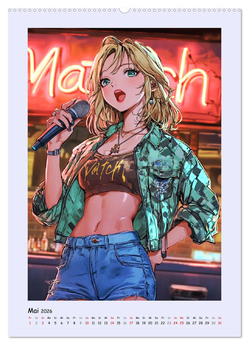 Manga Party-Girls. Singende und tanzende Stars (CALVENDO Wandkalender 2026)