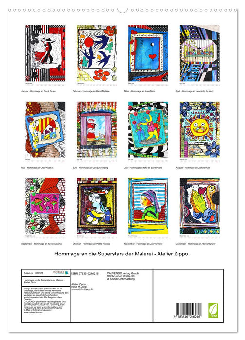Hommage an die Superstars der Malerei - Atelier Zippo (CALVENDO Premium Wandkalender 2026)