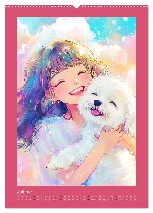 Zauberhafte Momente. Rosa Träume im Manga-Stil (CALVENDO Premium Wandkalender 2026)