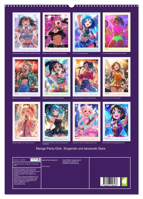 Manga Party-Girls. Singende und tanzende Stars (CALVENDO Premium Wandkalender 2026)