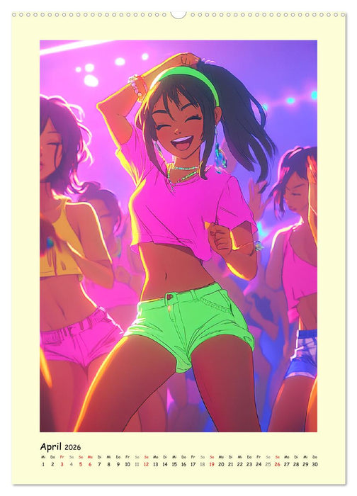 Manga Party-Girls. Singende und tanzende Stars (CALVENDO Premium Wandkalender 2026)
