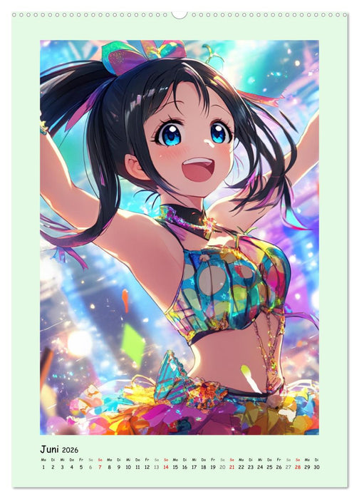 Manga Party-Girls. Singende und tanzende Stars (CALVENDO Premium Wandkalender 2026)