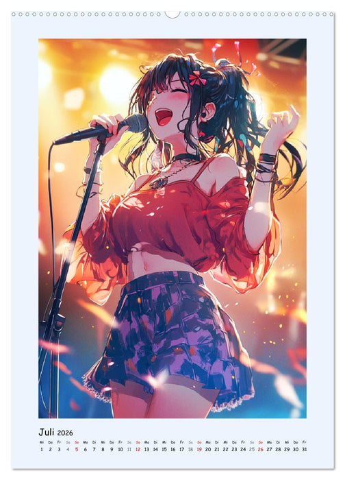 Manga Party-Girls. Singende und tanzende Stars (CALVENDO Premium Wandkalender 2026)