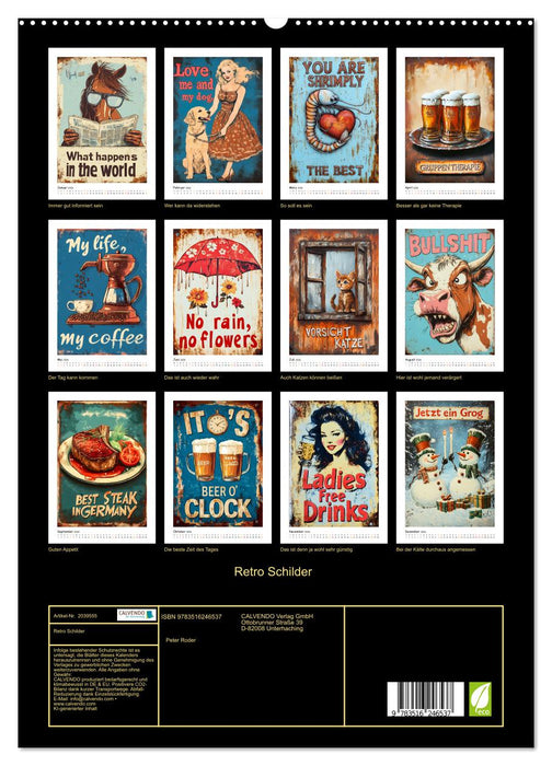 Retro Schilder (CALVENDO Premium Wandkalender 2026)