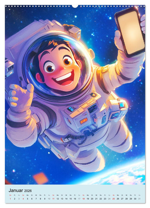Im Weltall. Manga-Astronauten auf Mission (CALVENDO Premium Wandkalender 2026)