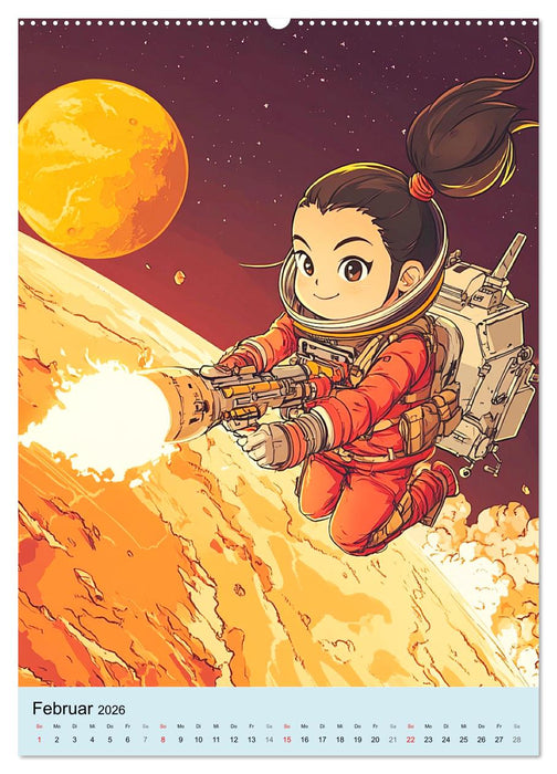 Im Weltall. Manga-Astronauten auf Mission (CALVENDO Premium Wandkalender 2026)