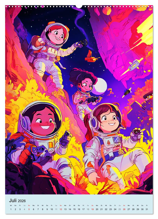 Im Weltall. Manga-Astronauten auf Mission (CALVENDO Premium Wandkalender 2026)