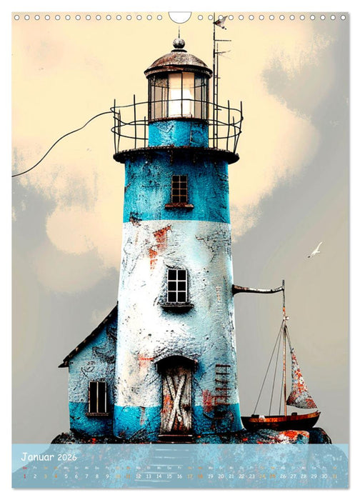 Anker des Lichts: Leuchttürme im Spiel der Elemente (CALVENDO Wandkalender 2026)