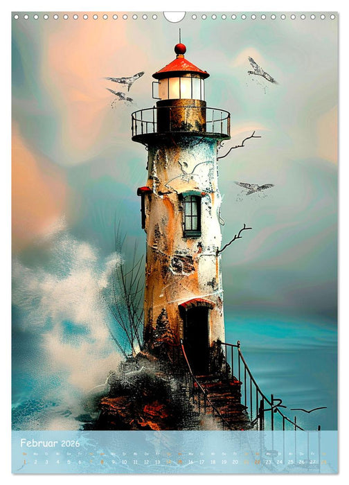 Anker des Lichts: Leuchttürme im Spiel der Elemente (CALVENDO Wandkalender 2026)