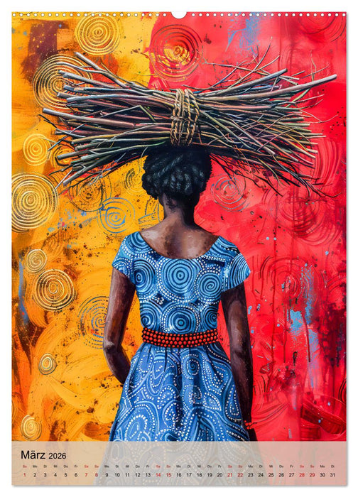 Afrikanische Eleganz - Illustrationen in harmonischen Farben (CALVENDO Wandkalender 2026)