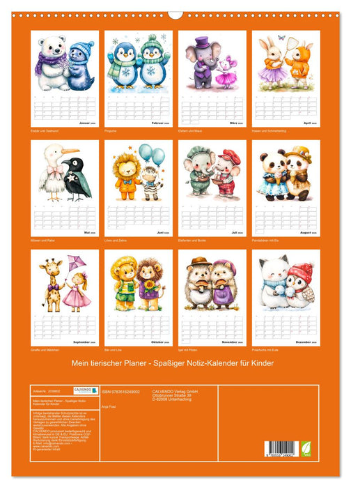Mein tierischer Planer - Spaßiger Notiz-Kalender für Kinder (CALVENDO Wandkalender 2026)