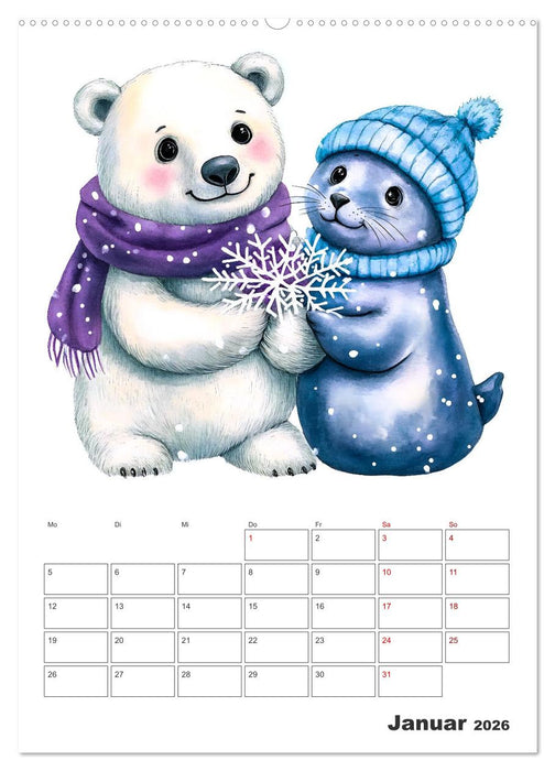 Mein tierischer Planer - Spaßiger Notiz-Kalender für Kinder (CALVENDO Wandkalender 2026)