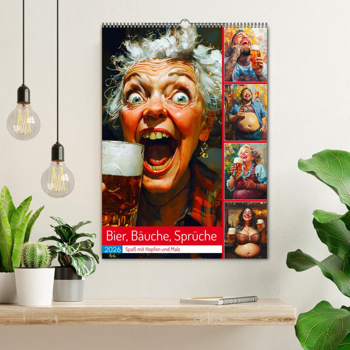 Bier, Bäuche, Sprüche. Spaß mit Hopfen und Malz (CALVENDO Wandkalender 2026)