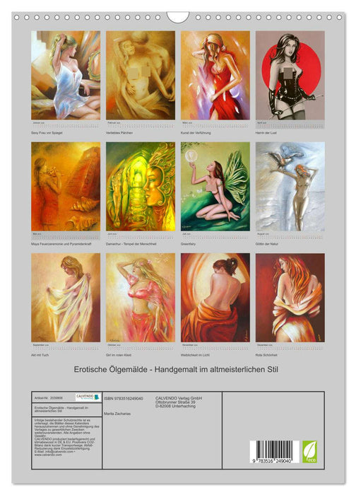 Erotische Ölgemälde - Handgemalt im altmeisterlichen Stil (CALVENDO Wandkalender 2026)