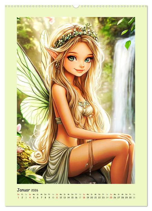 Zauberhafte Elfen im Manga-Stil (CALVENDO Wandkalender 2026)
