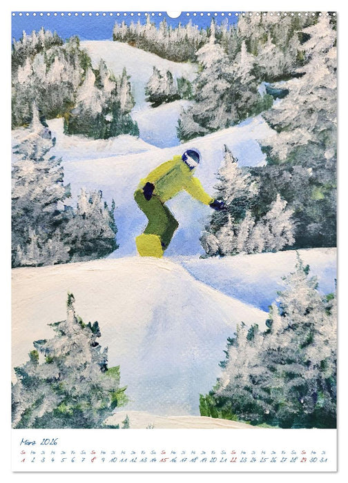 Powder Passion - Snowboardkunst im Höhenrausch (CALVENDO Premium Wandkalender 2026)