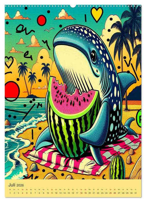 Das unglaubliche Leben von Walen und Haien (CALVENDO Premium Wandkalender 2026)