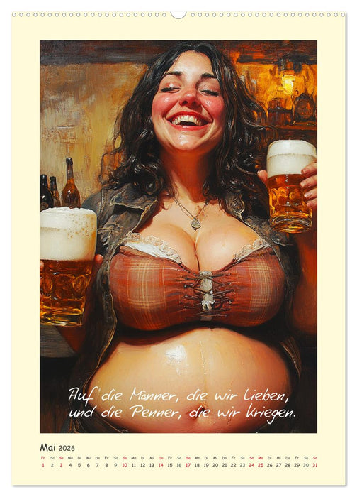 Bier, Bäuche, Sprüche. Spaß mit Hopfen und Malz (CALVENDO Premium Wandkalender 2026)