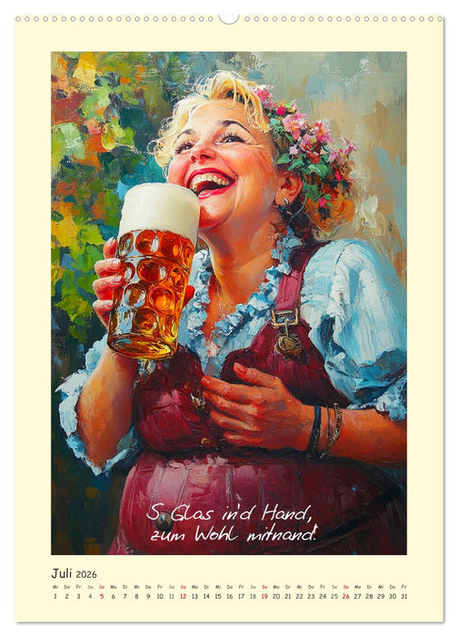 Bier, Bäuche, Sprüche. Spaß mit Hopfen und Malz (CALVENDO Premium Wandkalender 2026)