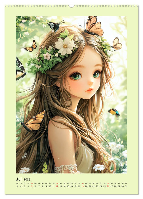 Zauberhafte Elfen im Manga-Stil (CALVENDO Premium Wandkalender 2026)