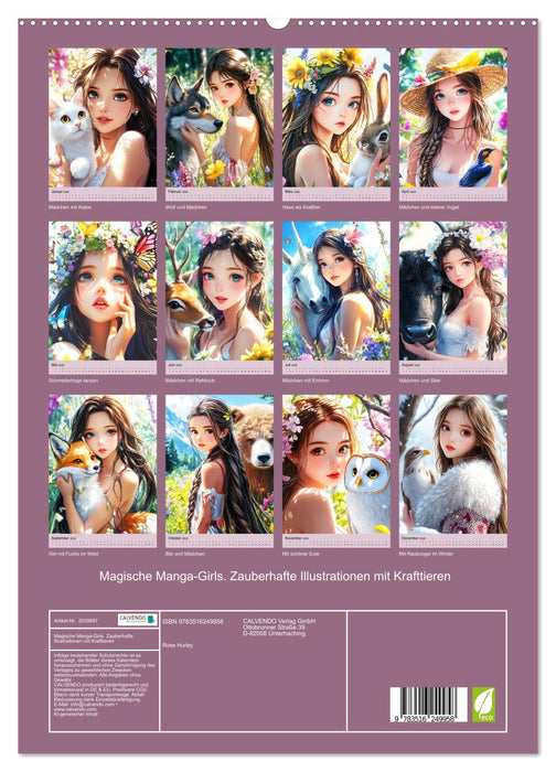 Magische Manga-Girls. Zauberhafte Illustrationen mit Krafttieren (CALVENDO Premium Wandkalender 2026)