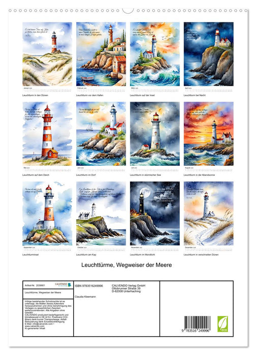 Leuchttürme, Wegweiser der Meere (CALVENDO Premium Wandkalender 2026)