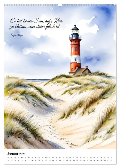 Leuchttürme, Wegweiser der Meere (CALVENDO Premium Wandkalender 2026)
