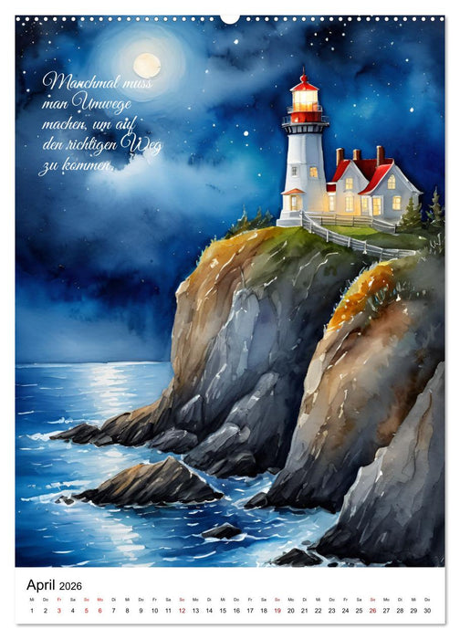 Leuchttürme, Wegweiser der Meere (CALVENDO Premium Wandkalender 2026)
