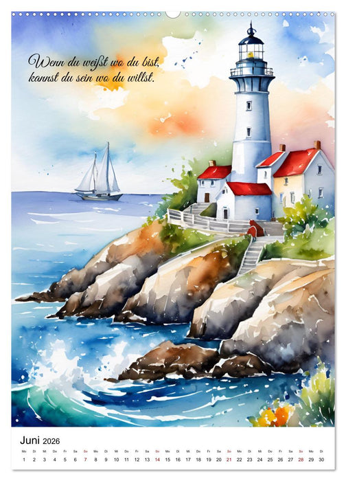 Leuchttürme, Wegweiser der Meere (CALVENDO Premium Wandkalender 2026)