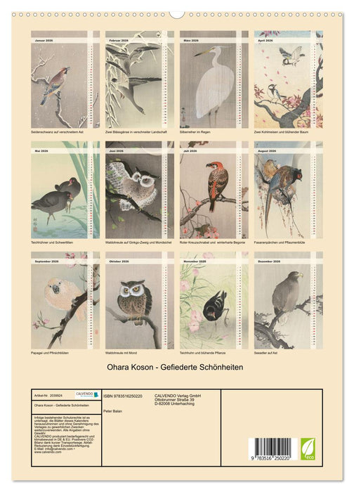 Ohara Koson - Gefiederte Schönheiten (CALVENDO Premium Wandkalender 2026)