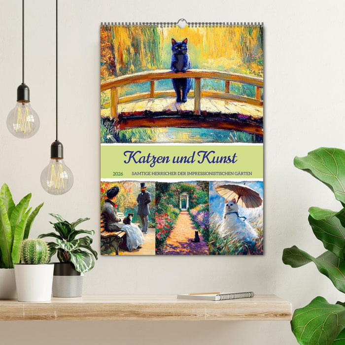 Katzen und Kunst - Samtige Herrscher der impressionistischen Gärten (CALVENDO Wandkalender 2026)