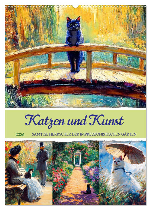 Katzen und Kunst - Samtige Herrscher der impressionistischen Gärten (CALVENDO Wandkalender 2026)