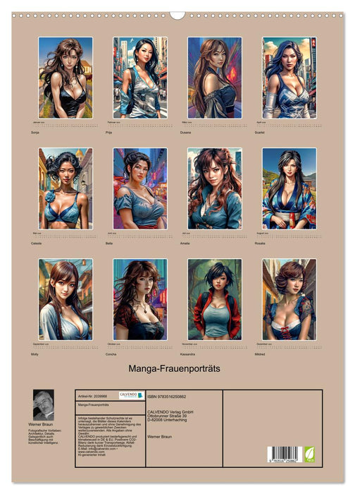 Manga-Frauenporträts (CALVENDO Wandkalender 2026)