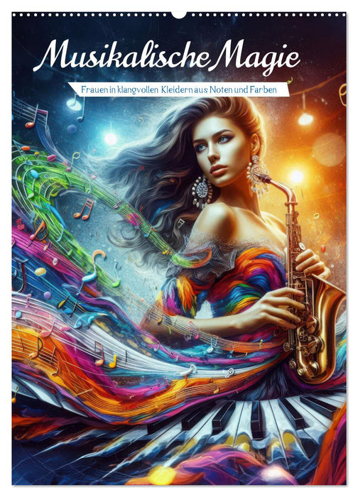 Musikalische Magie – Frauen in klangvollen Kleidern aus Noten und Farbe (CALVENDO Wandkalender 2026)
