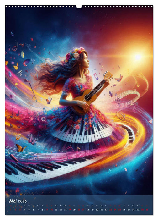 Musikalische Magie – Frauen in klangvollen Kleidern aus Noten und Farbe (CALVENDO Wandkalender 2026)