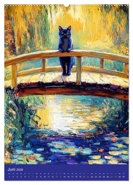 Katzen und Kunst - Samtige Herrscher der impressionistischen Gärten (CALVENDO Premium Wandkalender 2026)